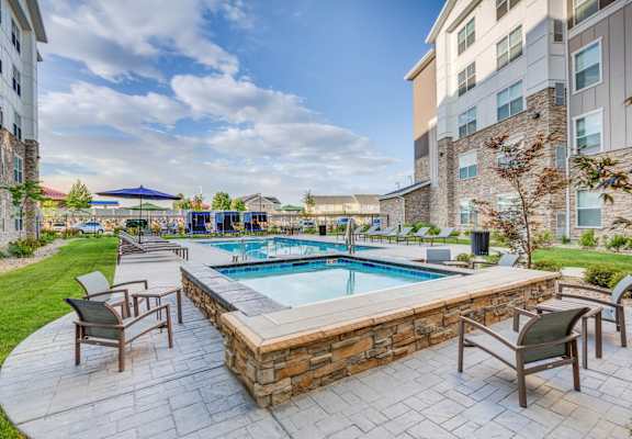 Resort-style pool at Incline at Anthem senior apartments in Herriman