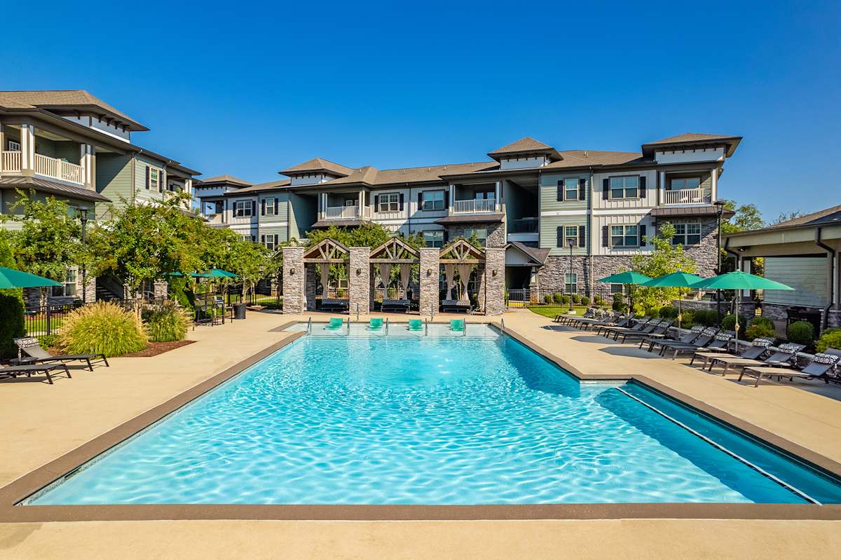 Vintage Blackman Apartments pool and cabanas - Murfreesboro, TN