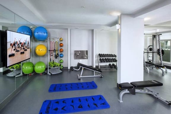Fitness Room with Equipment at South of Atlantic Luxury Apartments, Delray Beach, FL