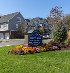 the signature in front of the apartment complex at Zephyr Ridge Apartment Homes, Cedar Grove, New Jersey