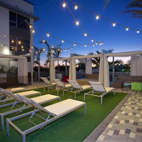 Lounge Chairs on the Patio at South of Atlantic Luxury Apartments, Delray Beach, FL