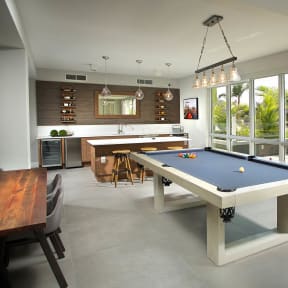 Pool Table in the Game Room at South of Atlantic Luxury Apartments, Delray Beach, FL