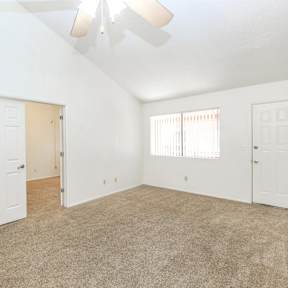 Catalina Crossing Apartments in Tucson, Arizona Living Room and View into Bedroom