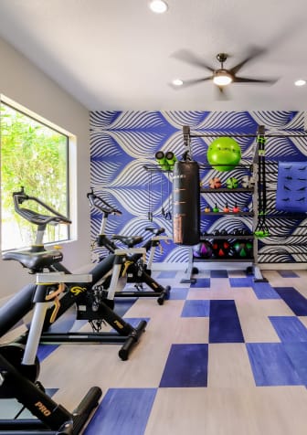 fitness center at South Blvd apartments