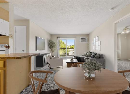Spacious Living Area with Carpet