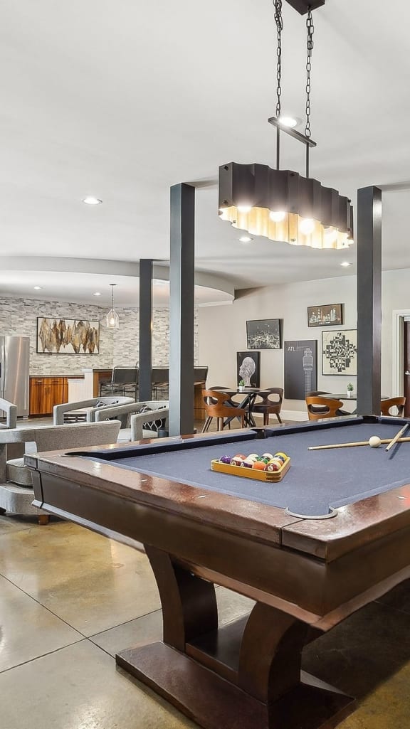social lounge with billiards at Sorelle apartments