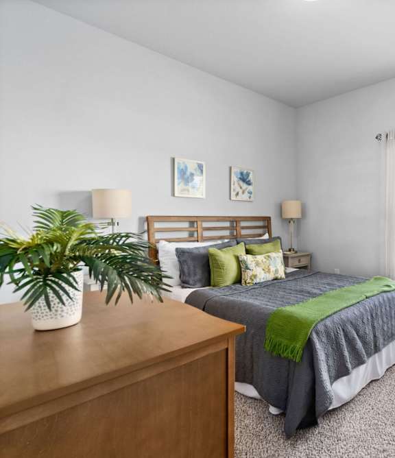Bright bedroom with comfortable bed at Highview Pointe, Louisville, KY, 40228