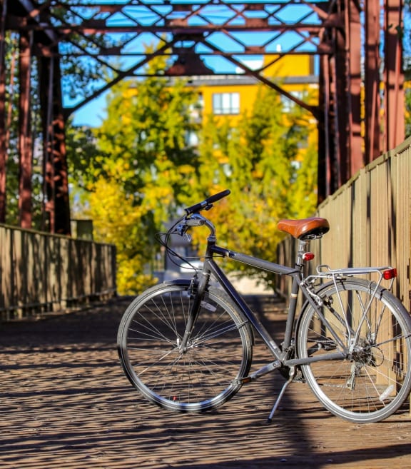 Bike Parked on Bridge in Boise, Idaho