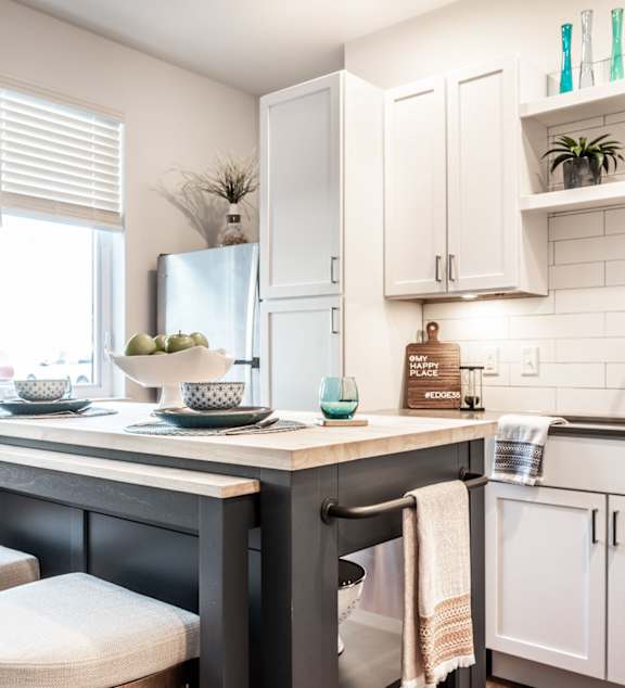 Island in Kitchen at Edge 35 Apartments, Indianapolis, Indiana