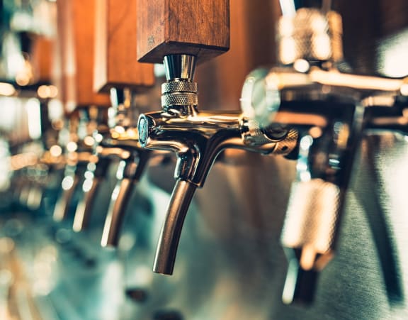Close Up View of Beer Tap Handles