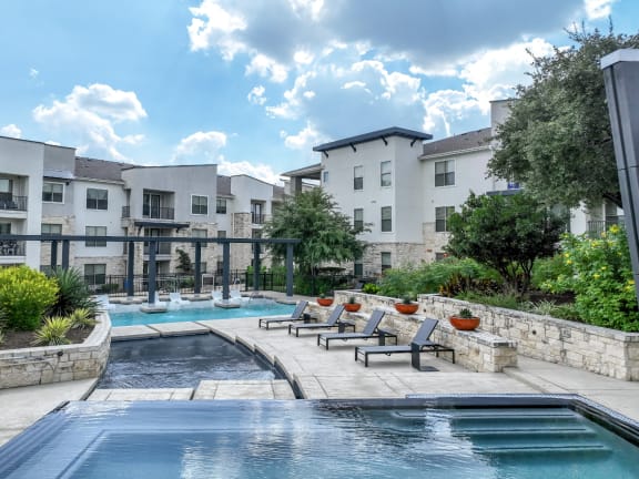 resort-style swimming pool at The Allure apartments
