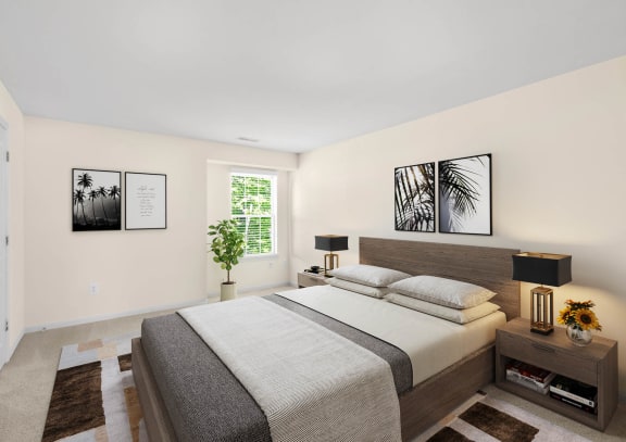 a bedroom with a bed and a window at Briarcliff Village, MI