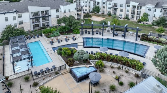 an aerial view of the swimming pool at The Allure apartments