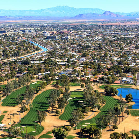 Beautiful View of Phoenix, Arizona and Golf Course