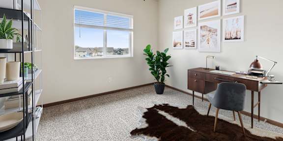 Office Space with Ceiling Fan