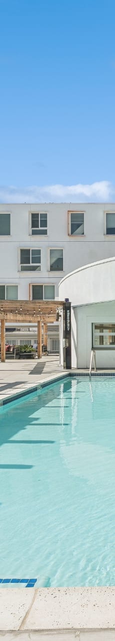 exterior courtyard at One Santa Fe Residential, Los Angeles, California