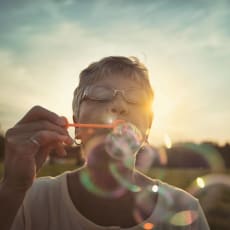 resident blowing bubbles