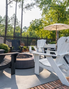 Outdoor Firepit With Adirondack Chairs