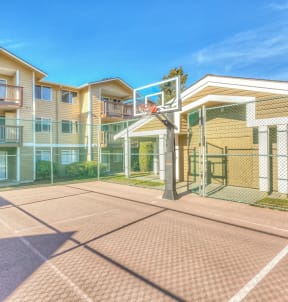 Mirabella Apartments in Everett, Washington Basketball Court and Exterior