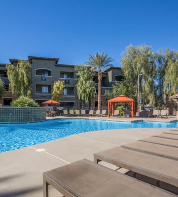 Pool Side Relaxing Area at The Passage Apartments by Picerne, Henderson
