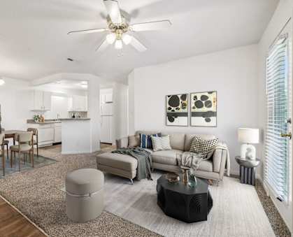 Living Area with Ceiling Fan