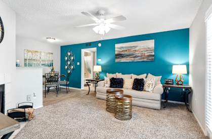 Spacious Living Area with Carpet