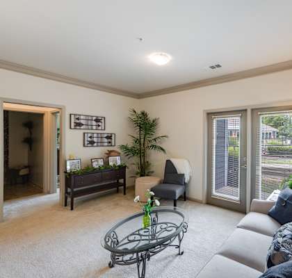 Living Room With Glass Sliding Patio Door