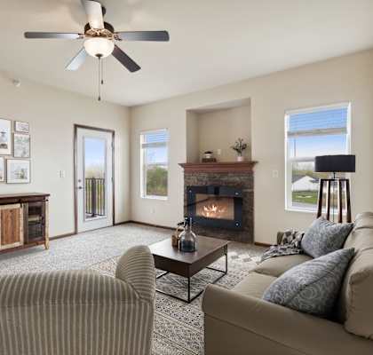 Living Room with Ceiling Fan