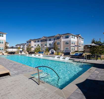 swimming pool at 55 Fifty at Northwest Crossing, Houston