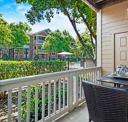 Patio at Alden Place at South Square Apartments, Durham, NC 27707