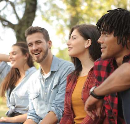 Friends Hanging Outdoor at University Village Apartments, Colorado Springs, CO