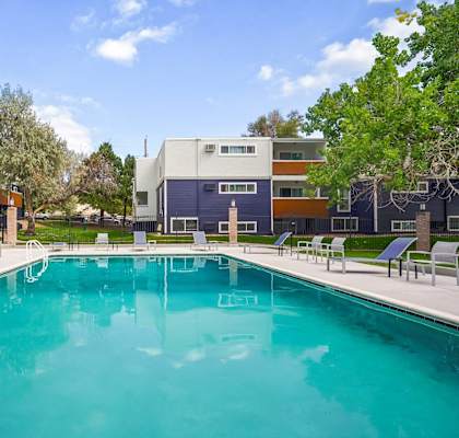 Hudson at Highline Apartments in Denver, Colorado Pool with Lounge Chairs