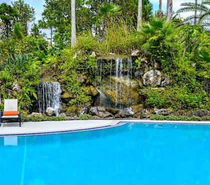 Waterfall and sundeck at Paradise Island Apartments Jacksonville FL 32256
