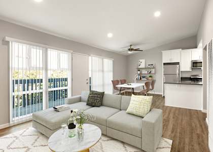 a living room with a couch and a coffee table