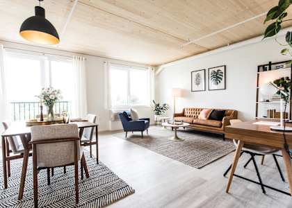 The Canyons Pet Friendly Apartments in Portland, Oregon Model Living Room and Dining Area