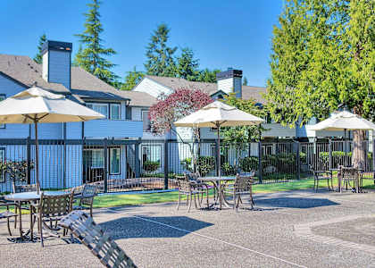 The Marina at Martha Lake Apartments in Bothell, Washington Exterior and Patio with Seating