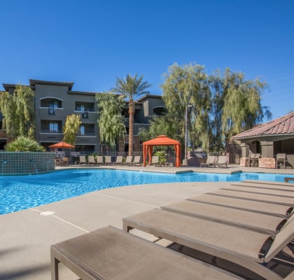 Pool Side Relaxing Area at The Passage Apartments by Picerne, Henderson