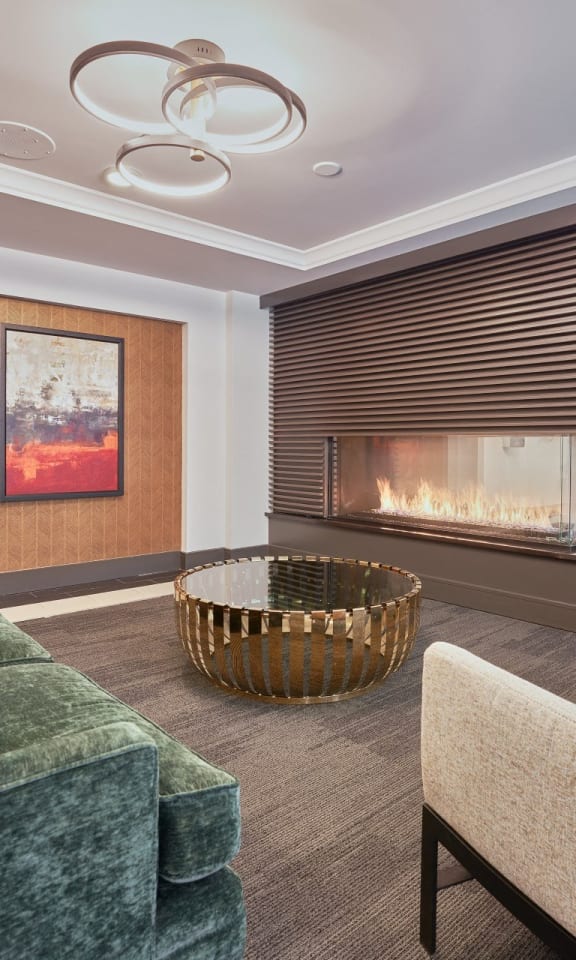 Main Street Flats Clubhouse Lounge with Fireplace