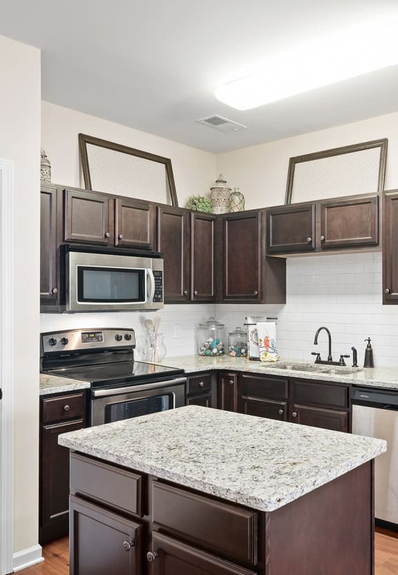 Kitchen with Dark Wood Cabinets