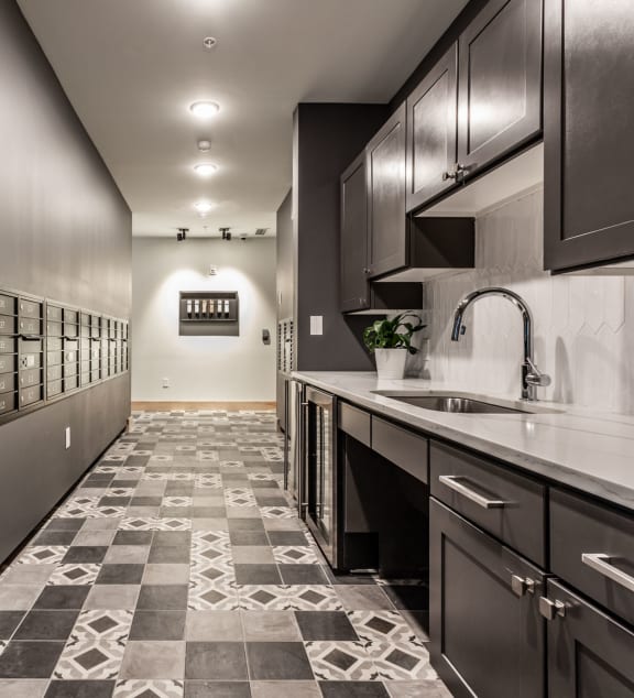 a kitchen with a counter top and a sink at The MK, Indiana