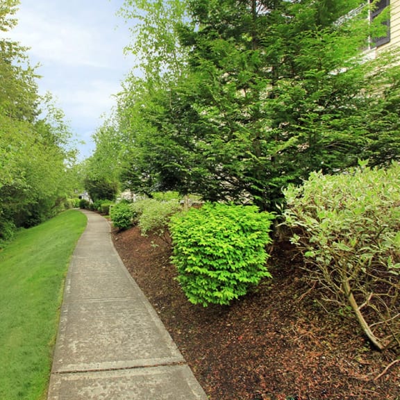 walking path around property at Echo Ridge Apartments in Snoqualmie, Washington