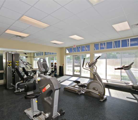Exercise machines in fitness center