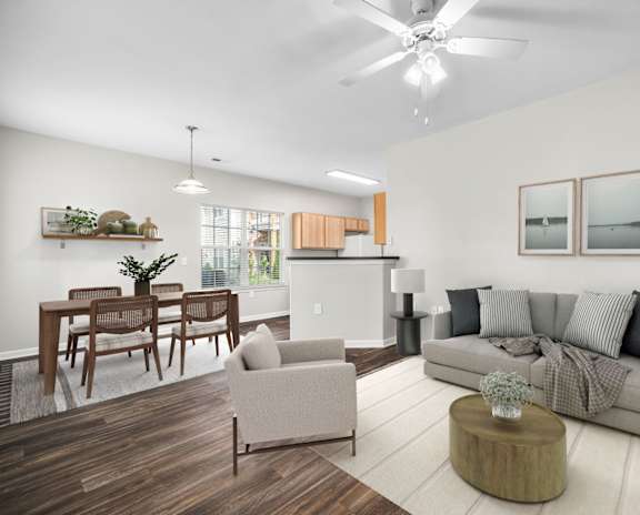 Spacious Living Area With Wood-Style Flooring