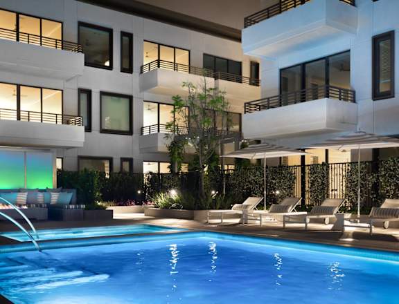 Shimmering pool at Grey House, Houston, TX