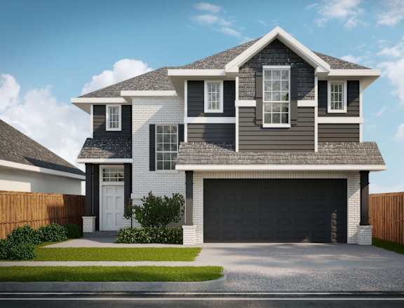 A modern two-story house with a garage at Walker Place Apartments, Texas, 76643