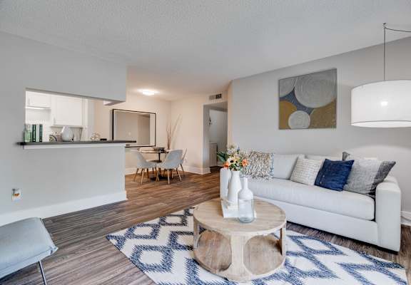 Open-Concept Kitchen, Dining, & Living Room With Wood-Style Flooring