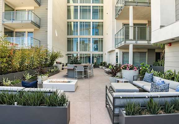 Garden Courtyard with firepit at East Village, CA, 9210