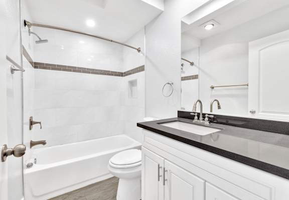 the preserve at ballantyne commons apartment bathroom with tub sink and toilet