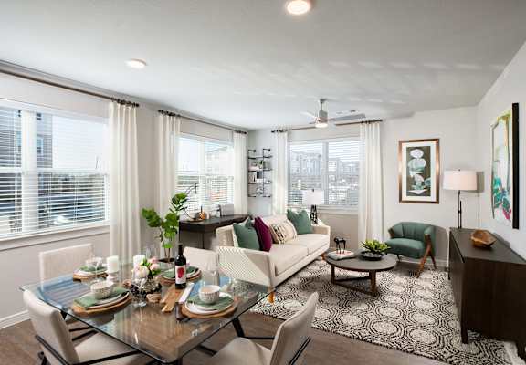 comfortable living room at 55 Fifty at Northwest Crossing, Houston Texas