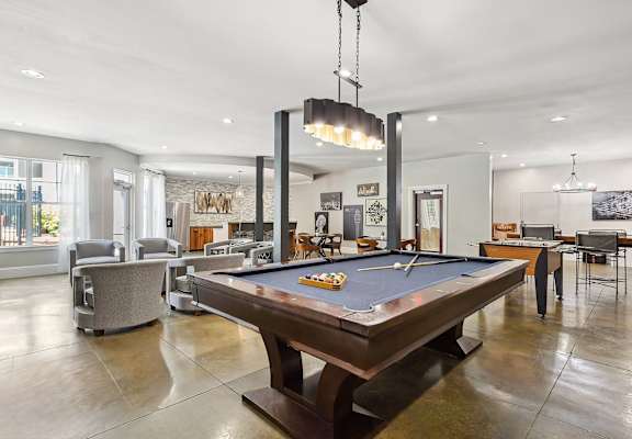 social lounge with billiards at Sorelle apartments